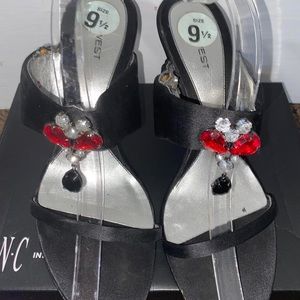 Vintage jewel heeled sandals